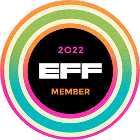 Electronic Frontier Foundation Member Badge with link to webpage